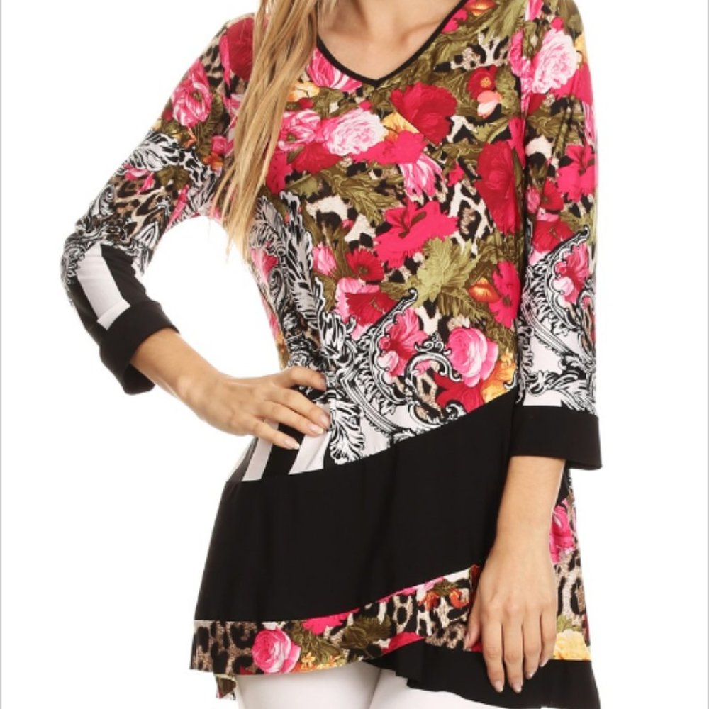 Floral Print Top with Crossover Detail - Picture 1 of 1